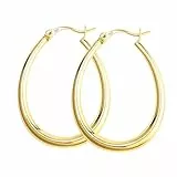 KISSPAT Große Oval Gold Creolen Ohrringe für Damen, 925er Sterlingsilber, Wasserfest, Hypoallergen, Creolen Design, Perfekt für jeden Anlass