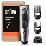 Braun Series 7 Haarschneider Herren, Haarschneidemaschine (versandfertige Verpackung), 17 Längeneinstellungen, ultrascharfe Klingen, 2 Kammaufsätze, 50 Min. NiMH-Akku Laufzeit, abwaschbar, HC7390