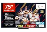 TCL 75Q8C 75 Zoll QD-Mini LED Fernseher, 4K HDR Premium 4500, ZeroBorder™, Smart Google TV, CrystGlow WHVA Panel, Audio von Bang & Olufsen, 144Hz Motion Clarity Pro, Dolby Vision IQ & Atmos