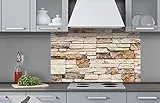 Küchenrückwand Verbundplatte STEINIGE Wand 100 x 60 cm | Spritzschutz Küche für Herd Spüle | Premium Qualität, Alu Dibond, Stärke 3 mm - Made in EU | Inklusive Kleber