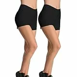 4HOW Yoga-Shorts für Damen, 7,6 cm, Yoga-Shorts, Aktiv, Volleyball, Fitnessstudio, kurze Strumpfhose, Butterfarben, solide Stretch-Hose, schwarz/schwarz, X-Groß