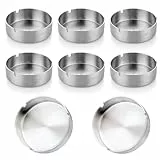 Aschenbecher,8 Stücke 8cm Rund Edelstahl Zigarettenasche Set für Innenraum und Draußen,(Sliver,8 Stücke)