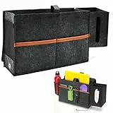 VGECEE Betttasche Filz zum Einhängen Sofa Organizer Filz Nachttisch Tasche Bett Caddy Aufbewahrungstasche Seite Aufbewahrungstasche Hängend Bett Hängeaufbewahrung mit Taschentücher Box für Buch Handy