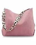 Prite Shopper Tasche Damen Groß Cord Tasche Tote Bag mit Verstellbarem Schultergurt für College Schule Arbeit Reisen Einkaufen（Rosa）