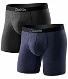 CAOZITOU Merino Boxershorts Herren 2er Pack, 100% Merinowolle Lange Unterhosen Männer, Wolle Unterwäsche mit Eingriff Atmungsaktive (DE/NL/SE/PL, Alphanumerisch, XL, Regular, Regular, Multicolor03)