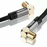 SEBSON TV Antennenkabel 2m gewinkelt 90° Grad, Koax Stecker/Koax Buchse, 105dB 4-Fach abgeschirmt, Koaxial Kabel für Kabelfernsehen (HDTV, UHD, 4K), Radio, Receiver