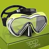 Tauchmaske Panorama HD Schnorchelbrille, Anti-Fog Schwimmbrille Erwachsene Jugend Tauchmaske Schwimmbrille mit Nasenschutz für Tauchen, Schnorcheln, Schwimmen (Gelber Rahmen - klares Glas)