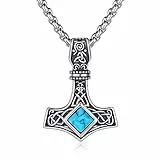 ZIPPICE Thors Hammer Kette Silber 925 Damen Thors Hammer Anhänger Halskette Wikinger Kette Herren Wikinger Schmuck Geschenk Weihnachtsgeschenke für Damen Frauen Mama Freundin Herren