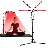 Rotlichtlampe, Trayvespace Red Lights mit Ständer, 360° Drehbar, Timer, 4 Köpfe Rotlichtlampe für den Ganzen Körper (660NM & 850NM & 940NM)