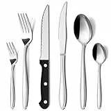 Hunnycook Besteck Set 36-teiliges mit Steakmesser, Premium Edelstahl Besteck Set 6 Personen, Elegantes Besteckset mit Messer Gabel Löffel für Haus/Restaurant/Party, Spülmaschinenfest