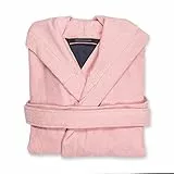 Tommy hilfiger damen-bademantel mit kapuze aus rosafarbenem frottee - l