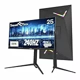 Smart Tech Gaming Monitor 25 Zoll, Full HD-Auflösung(1920x1080), Monitor 240Hz, USB-C 65W, Mit Zwei Lautsprechern, 1ms MPRT, FreeSync, Type-C, Höhenverstellbar, Drehbarer, HDMI DP, Schwarz