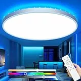 zemty LED Deckenleuchte 46W 4600LM mit Fernbedienung, 3000-6500K Dimmbar Deckenlampe RGB Farbwechsel, IP54 Wasserfest Badezimmer Lampe Decke für Schlafzimmer Kinderzimmer Jugendzimmer 49CM