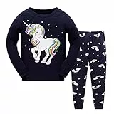MIXIDON Mädchen Schlafanzu Baumwolle Kinder Langarm Pyjama 98 104 110 116 122 128 134 140 146,Pattern 2, 8 Jahre