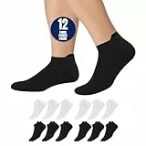 KOPNHAGN 12 Paar Sneaker Socken Herren 47-49 Damen Kurze Halbsocken, Schwarz/Weiß EU 47/50