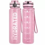 Sahara Sailor Trinkflasche, BPA-Frei Tritan, 1L/500ML/750ML Auslaufsicher Trinkflasche mit Zeitmarkierung für Gym, Sport, Outdoor, Schule, Job