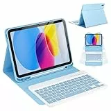 CC Store Hülle mit Tastatur für iPad 10 Generation 2022/ A16 11 Generation 2025 (10.9/11 Zoll)- Abnehmbare Deutsch Keyboard Schutzhülle mit Stifthalter für iPad 11/10 Gen, QWERTZ Layou