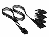 Corsair Elite Premium Typ 4 Einzeln Ummantelte SATA (4 Anschlüsse) Netzteil-Stromkabel – Dreilagiges Mesh-Paracord-Design, Kompatibel Netzteilen mit Typ 4-Kabeln – Schwarz