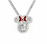 Kaguyo Silberhalskette für Damen – 925 Sterling Silber Halskette mit Mausanhänger und klarem Zirkonia in roter Emaille, Schleife für Damen und Mädchen, Geburtstagsgeschenk