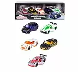 Majorette Auto-Set Limited Edition 10 - Geschenkset mit 5 Modellautos (Renault, Porsche, Nissan, Bugatti, Chevrolet), Autos aus Metall mit Freilauf, je 7,5 cm, für Kinder ab 3 Jahre