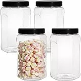 Okllen 4er Pack 2L Plastikdosen mit Deckeln, Leere Vorratsgallonenbehälter Luftdichte Kanister für Trockenfutter, Vorratsgläser, Snacks, Mehl, Hundefutter, BPA-frei