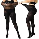 MANZI Damen Strumpfhose 2 or 4 Paar Plus Größen XL-4XL(44-62),2 Paar Schwarz,70 Denier XXL