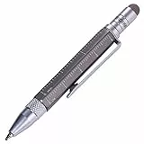TROIKA CONSTRUCTION LILIPUT – PIP25/TI – Multitasking-Kugelschreiber (klein) – Tool Pen– Zentimeter-/Zoll-Lineal – Schlitz-/Kreuzschraubendreher – Stylus (titanfarben) – TROIKA-Original