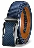 KEMISANT Gürtel Herren, Ledergürtel Ratsche Automatikschließe für Herren Business Anzug, 35mm Breit Gürtel,Größe Angepasst(Blau-115cm/32-38' taille verstellbar)
