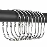 Goowin Duschvorhangringe 12 Stück, Duschvorhang Haken aus Metall, ovaler Ring, mit Schnappverschluss, duschringe für Duschvorhang (Chrom)