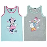 Disney Unterhemd für Mädchen - Minnie & Daisy Kinder Tank Top Hemdchen Blau/Grau (2er Pack) (as3, Numeric, Numeric_122, Numeric_128, Regular, 122-128)