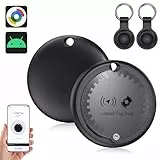 Air Tag Schlüsselfinder, Smart Tag Kompatibel mit Android „Gerät Finden“ App, Tracker Bluetooth Key Finder mit Silikon Schutzhülle für Gepäck/Koffer/Taschen (Schwarz, 2 Pack)