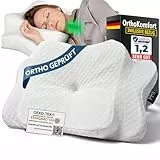 OrthoKomfort® Memory Foam Nackenstützkissen (Getestet & Zertifiziert) – Orthopädisches Kissen für alle Schlaftypen | Kopfkissen Nackenschmerzen - Ergonomisches Kopfkissen - Seitenschläferkissen - Weiß