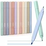 Mkitnvy Dual Tips Textmarker,12PC Ästhetische Textmarker Assorted Farben Pastell Set,No Bleed Dry Fast Easy to Hold,für Journal Bibel Planer Notizen Schule Bürobedarf
