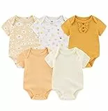 Chamie Newborn Baby Bodysuit Kurzarm für Baby Jungen und Mädchen 0-12M, 5er Pack