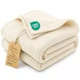 Musselin Decke Babydecke Baumwolle 100 x 150 cm - Musselindecke Kuscheldecke Baby Musselintücher Kinderdecke dünne Babydecken Pucktuch Muslin Blanket für Kinder Oeko-Tex-Zertifikat Hellbeige