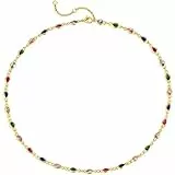 Jenosy 18K Gold Bunte Teardrop Choker Damen Handmade CZ Ketten für Frauen Schmuck