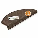 Kettelservice-Metzker Stufenmatten Treppe Rambo, 15er Set, halbrund, Kaffeebraun, ca. 65 x 24 x 4 cm, Flor 6 mm, Trittschall ~20 dB, Polypropylen, PVC-Winkel, gekettelte Kanten
