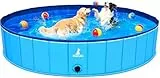 Pourbibi Hundepool für Große Hunde, Faltbare Schwimmbecken Planschbecken Dog Pool, Tragbar PVC Hundebadewanne Hundeschwimmbad für Große Kleine Hunde, 160 x 30 cm