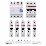 ABB Set 1x F204A-40/0,03 FI-Schutzschalter RCD + 1x S203-B16 Sicherungsautomat + 5x 201-B16 Sicherungsautomat + 1x PS3/12FI Sammelschiene