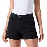 Noisy may Damen Jeansshorts mit Knopfverschluss und umgeschlagenem Saum, Farben:Schwarz, Größe:L