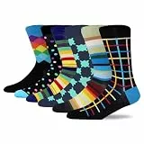 MAKABO Bunte Lustige Herren Socken aus Baumwolle, 6 Paar Geometrische Motiv, 43-46