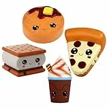 ANBOOR 4 Teile Spielzeug drücken Smore Waffelkuchen Pizza Milchshake-Becher Squishy Kawaii Weicher, langsam ansteigender, süß duftender Squishy Stressabbau