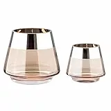 FINK Teelichthalter Set Jona 2-teilig - Kerzenglas Windlichter Glas Set - Kerzengläser Farben: Sand/Silber - Höhe 9/13 cm