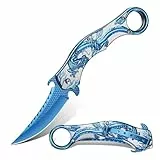 Dream Reach Drachenmuster Klappmesser Taschenmesser - Outdoor Klappmesser in Geschenkbox für Männer Blau