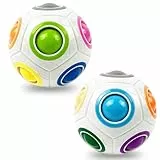 EACHHAHA 2 Stück Original-Regenbogenball Set,Magic Rainbow Ball,Geschicklichkeitsspiel für Kinder und Erwachsene,Entwicklungsspielzeug für Mädchen & Jungen,3D Puzzle & Raumdenken fördern-Weiß