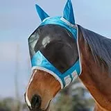 Harrison Howard CareMaster Pro Luminous Pferde Fliegenmaske UV-Schutz Fleece-Polsterung mit Ohrenschutz Dresden Blau Vollblut (M)