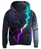 Fanient Pullover Jungen Kinder 3D Lava Drucken Pullover Mädchen Cool Hoodie with Pockets Fleece Sweatshirt für Kinder 14-16 Jahre,3XL