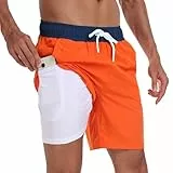 AUFIKR Badeshorts für Herren Herren Doppelschicht Beach Shorts mit Kompressionsfutter 2 in 1 Board Shorts