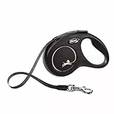 flexi® Classic S Gurt 5 m schwarz, Roll-Leine für Hunde bis 15 kg