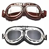 UJBVCX 2PCS Goggles Helmet, Retro Motocross Goggles, Aviator Goggles, Motorcycle GogglesS, Protective Glasses Goggless Windproof for Outdoor Sports